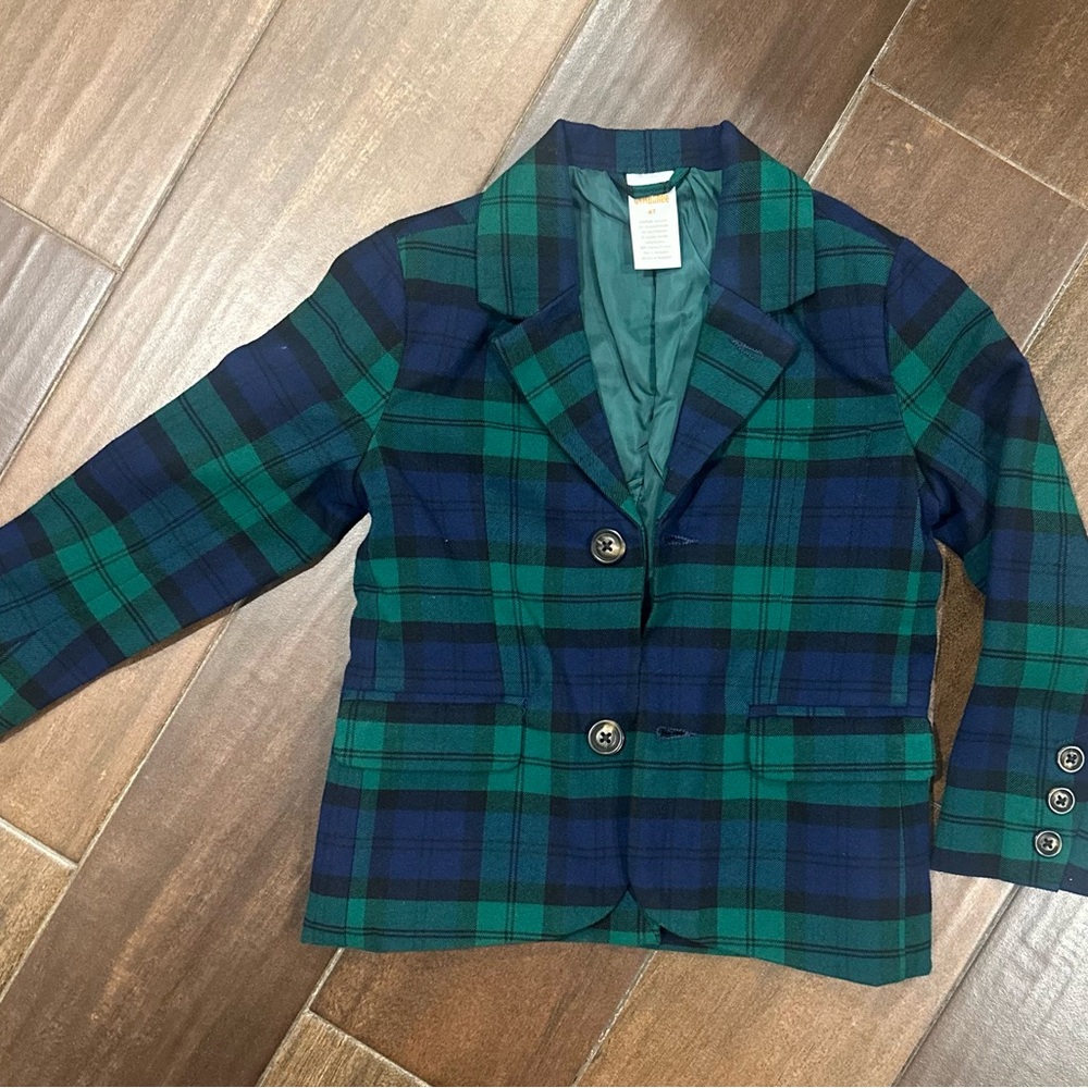 Gymboree Blue and Green Plaid Blazer
